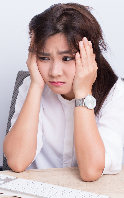 Stressed business person requiring help